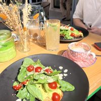 The vegan Scrambled tofu was absolutely delicious! We also had a very fresh lemonade and beautifully presented cappuccino and tea. The vibes are so relaxing, we will be back!   at Santé in Mallorca