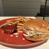 Crabcake sandwich - do not hesitate - order this!! Photo does not do it justice.  at Nova Terra Kitchen & Creamery in Sebastopol