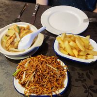 Noodles, chips and tofu casserole at Sweet Mandarin in Manchester