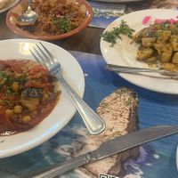 Amazing food lots of options. Not labelled vegan on the menu but there are clear allergen information on for each dish so easy to figure out. I had muhamrmra, batatas and mousakka  at Beirut Garden in London