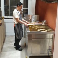 Epic churro fryer (chef agreed to the photo) at Aguamiel in London