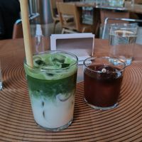 Coconut matcha latte at Yaponsʹkyy Pryvit in Kyiv