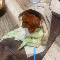 Pita falafel with grilled veggies and hummus   at OPA in Tirana