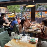 Inside/outside at Blue Mezze Bar in New York City