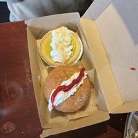 Strawberries and cream donut and coconut lime tart 😍  at Archie AM PM in Carseldine