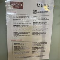 Current menu 22/06/2024  at Archie AM PM in Carseldine