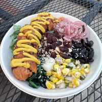 Bratwurst bowl at Kham Dee in Chiang Mai