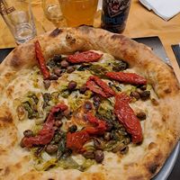 Veg 4 (escarole, olive taggiasche, dried tomatoes, oil, chili, onions, nuts) at Farine - Pizzeria Messina in Messina