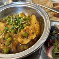 SABJI BRUNCH Vegetable curry with paratha flatbread dahi, salad & seva mix  at Realitea in Ripon