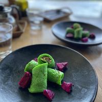 Dadar gulung-pandan pancakes (no eggs)  at Villas Bukit Lipah in Karangasem