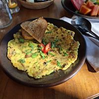 Vegan omelette (happens to be gluten free too). at Villas Bukit Lipah in Karangasem