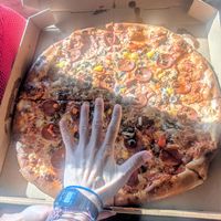 Hand for size comparison! at Pizza Verdura Sincera in Atlanta