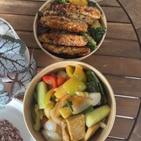 Tempeh bowl and stir fry. yum!!!  at Plantable in Chiang Mai