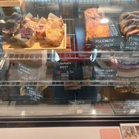 Very nice small vegetarian Coffee place with all vegan options marked with "V" and gluten free options marked with "G" at Gutmut in Linz