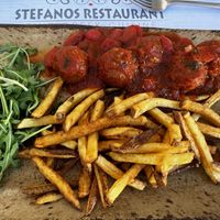 Vegan meat balls . Delicious   at Stefanos Restaurant  in Rhodes