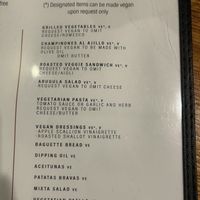 Vegan menu   at Tapa the World in Sacramento