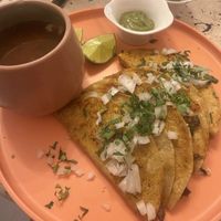     Delicious quesadilla and     vegetable broth 🥣  at VEGGIE  in Cancun