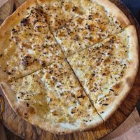 Garlic pizza $12: crispy base and crust at Pizzaminded in Pascoe Vale