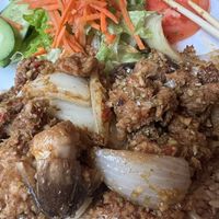 Vegan Lemongrass Chikin. Very flavorful and a nice spicy kick (not overwhelming but mild). Highly recommend ! #Veganuary at Basil and Mint in Camarillo