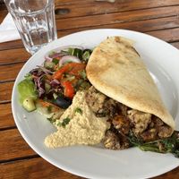 Roasted cauliflower & sweet potato flatbread   at Johnny Baghdad's Cafe On The Square in Ripon