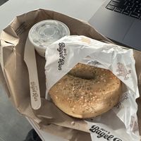 Sea salt and rosemary with onion/chive vegan cream cheese. 10/10  at Jeff's Bagel Run in Oviedo