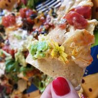 flowers in the nachos!   at DellzVille in Charleston
