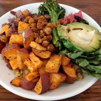 Buddha bowl with a very unusual mix of ingredients, some overcooked at The Daily Kitchen & Bar in Richmond