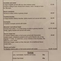 Food menu  at The Old Java Coffee House in Teignmouth