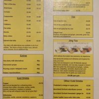 Drinks menu at The Old Java Coffee House in Teignmouth