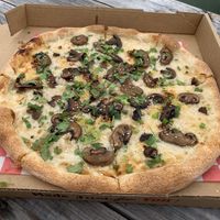 Miso mushroom - house white miso sauce, vegan cheese, soy glazed mushrooms, sesame seeds, chili garlic crunch, green onion, cilantro at Pizzeria Don Luca in Wilmington