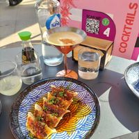 Gyoza, yuzu sake, pornstar martini at Vegan Sushi Bar - Arnhem in Arnhem