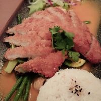 Red curry with vegan duck and vegetables at Miss Pho Restaurant in Berlin