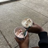 Strawberry cheesecake snowstorm and Caramel Apple Cheesecake snowstorm  at Runaway Cow in Chicago