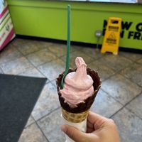 Strawberry with dipped cone  at Runaway Cow in Chicago