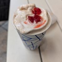 Strawberry cheesecake snowstorm at Runaway Cow in Chicago