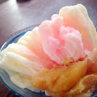 Momo Kakigōri (Peach Shaved Ice) at Shojin Cafe Foi - Shintouri in Wakayama