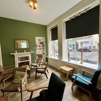 Some of the seating   at Giraffe Cafe in Perth