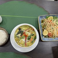 Green curry and papaya salad  at HanNan kitchen  in Doha