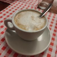 Café con leche vegetal. at Gaztelu Herriko Ostatua in Navarra