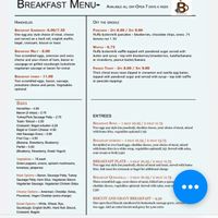 Breakfast menu - several veganizable options here  at Busy Bean Cafe in Victor