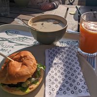 Vegan burger and carrot smoothie at Efteling - Kashba Restaurant in Kaatsheuvel