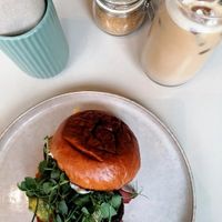 The loaded brioche (tasty but hard to eat) at Kollective Coffee & Kitchen in Sheffield