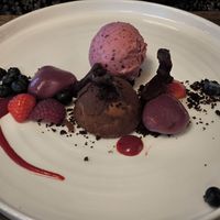 Schwarzwald: Himbeer-Sorbet mit Früchten, Schokolade und ... hab ich vergessen 🤷 at Hafenrestaurant Zum Kleinen Leuchtturm in Putbus