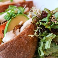 Vegan Pita Sandwiches with Tahini Sauce and Crushed Walnuts at Comptoir 102 in Dubai