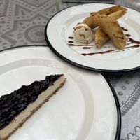 Raw vegan cheesecake👌🏼and banana apple with icecream  at Comptoir 102 in Dubai