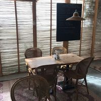 A table in the veranda at Comptoir 102 in Dubai