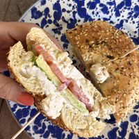 The vegan bagel sandwich   at Saint Coffee Shop in Los Angeles