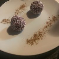 Raw beetroot cocoa and coconut truffles  at The Wala Room in Torremolinos