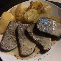 Beetroot seitan steak with “honey” mustard sauce  at The Wala Room in Torremolinos