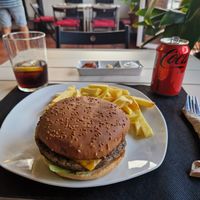TeX mex burger and 3 homemade sauces at The Wala Room in Torremolinos